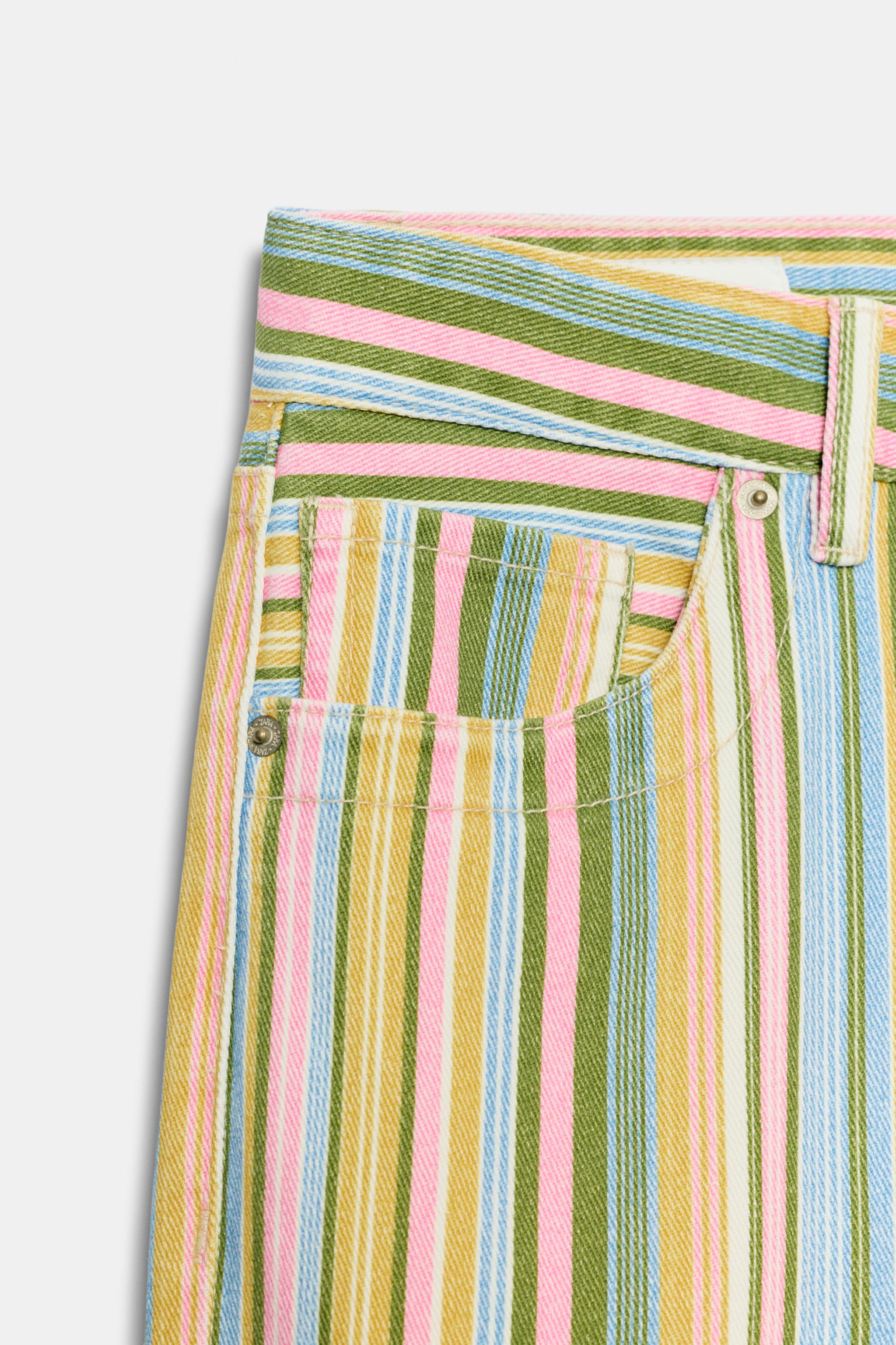 TRF LOW RISE STRIPED WIDE LEG JEANS